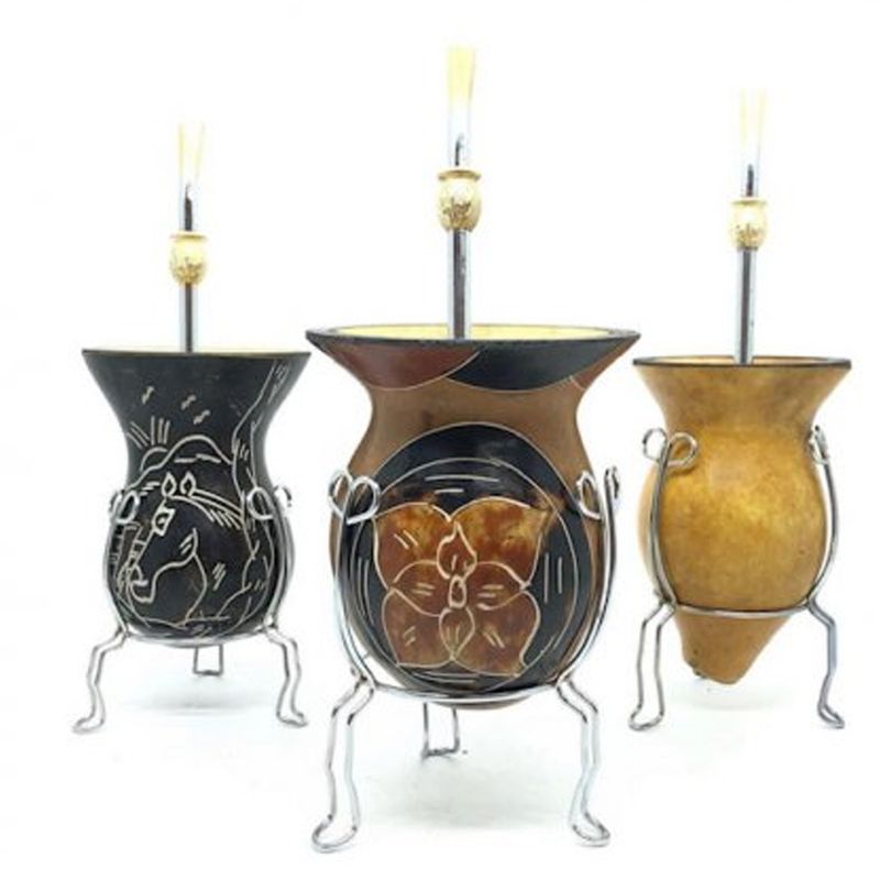 Cuia Galant Comum com Bomba e Tripé Conjunto 3 peças