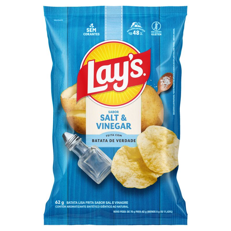 Batata Frita Lisa Salt & Vinegar Lay's Pacote 62g
