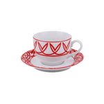 Xicara Schmidt Chá com Pires Branco e Vermelho