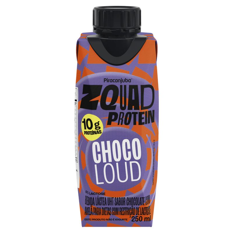 Bebida Láctea UHT Choco Loud Zero Lactose Piracanjuba Zquad Caixa 250ml
