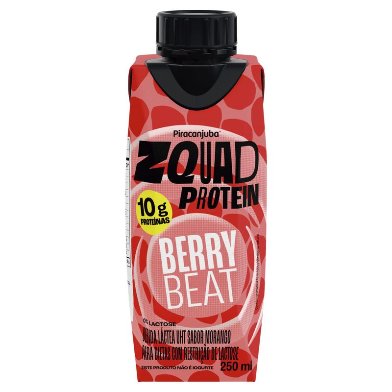 Bebida Láctea UHT Berry Beat Zero Lactose Piracanjuba Zquad Caixa 250ml