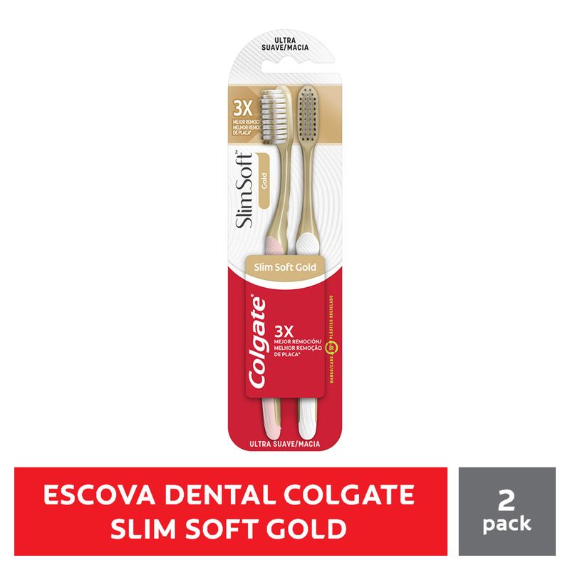 Escova Dental Ultramacia Colgate Slim Soft Gold 2 Unidades