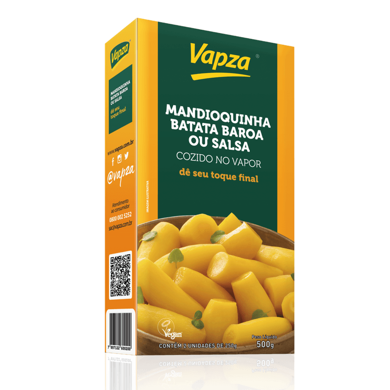 Mandioca Cozida no Vapor Vapza Caixa 500g 2 Unidades