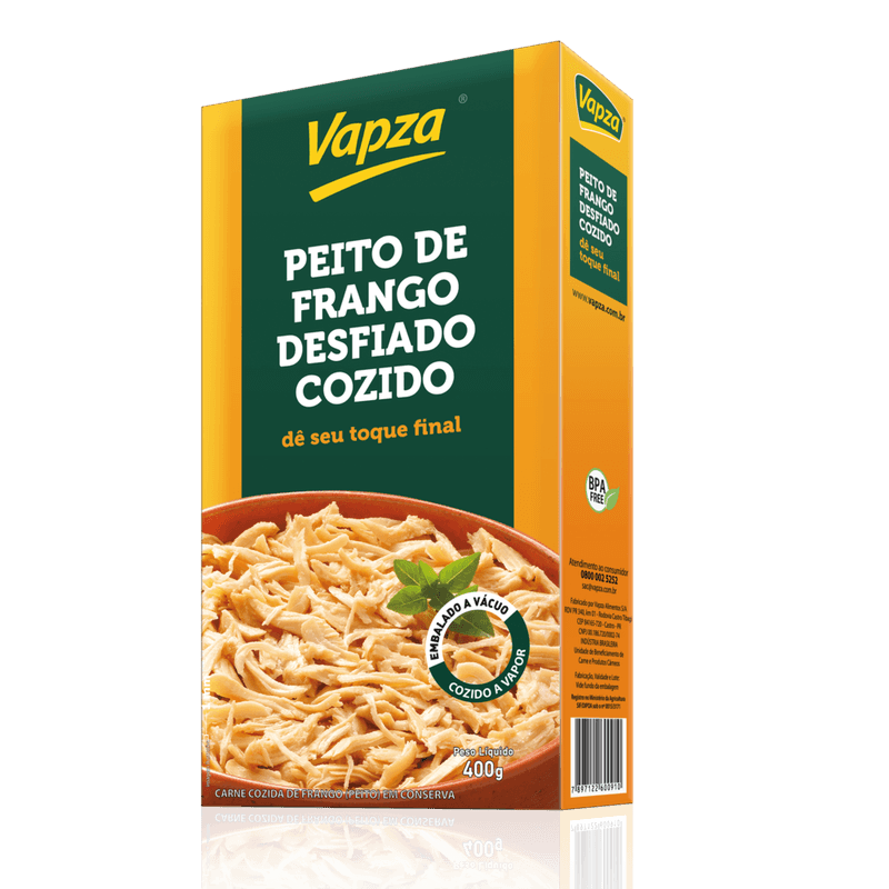Peito de Frango Cozido Desfiado Vapza 400g