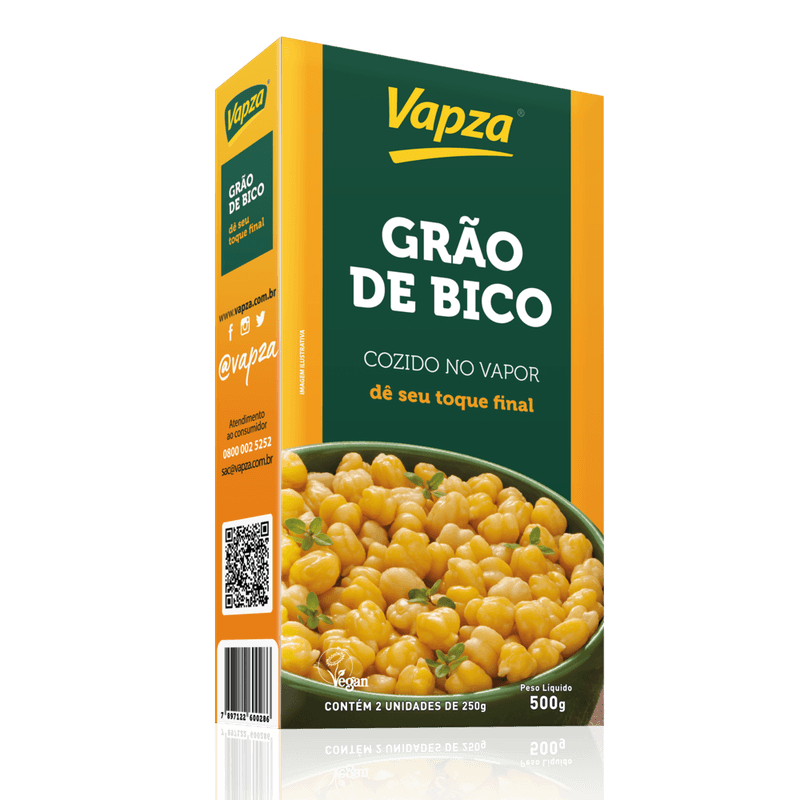 Grão-de-Bico Cozido no Vapor Vapza Caixa 500g