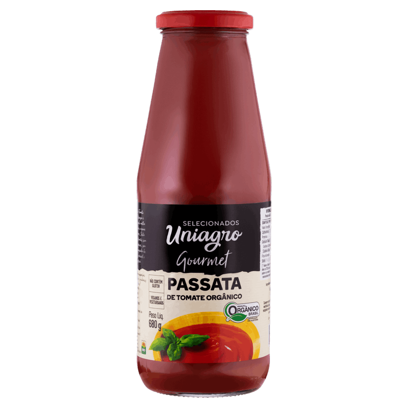Molho de Tomate Passata Orgânico Uniagro Gourmet Vidro 680g