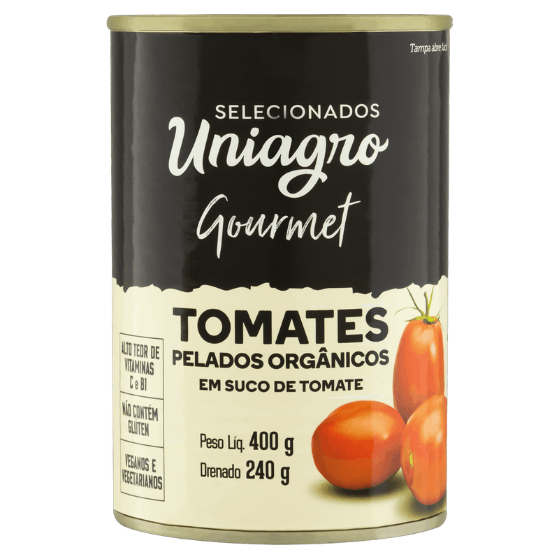 Tomate Pelado Orgânico Uniagro Gourmet Lata 240g