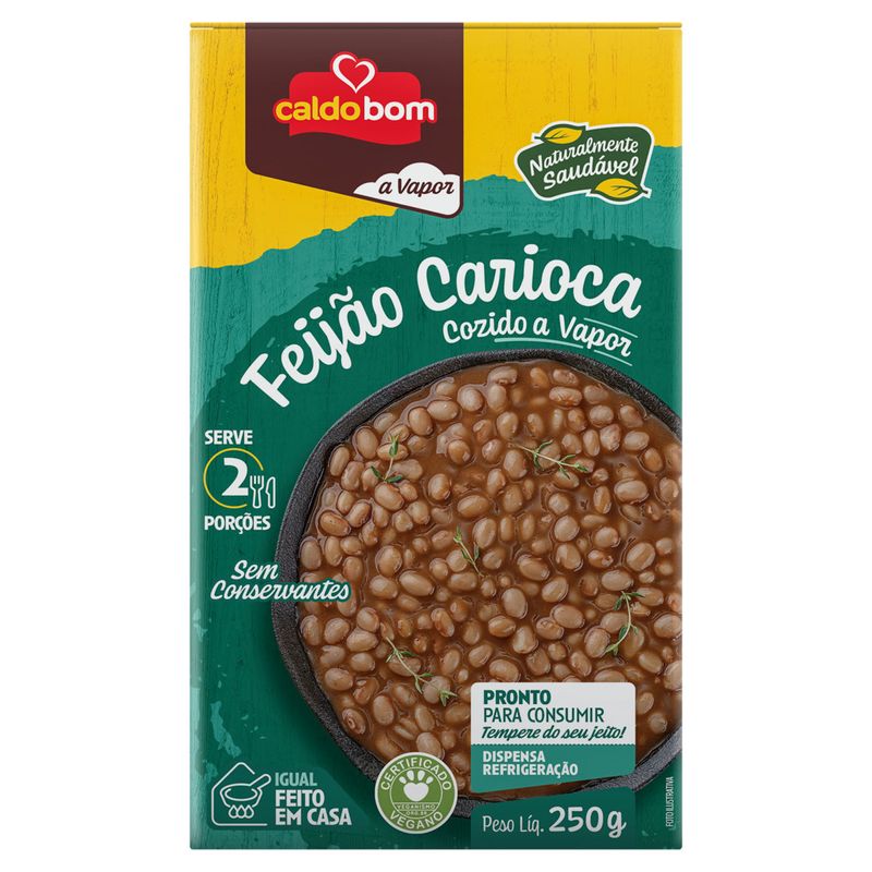 Feijão Carioca Cozido no Vapor Caldo Bom Caixa 250g
