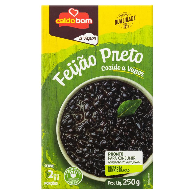 Feijão Preto Cozido no Vapor Caldo Bom Caixa 250g