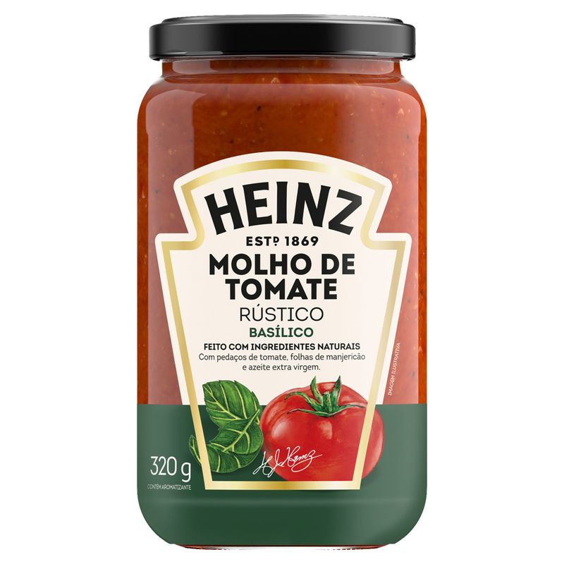Molho de Tomate Basílico Rústico Heinz Vidro 320g