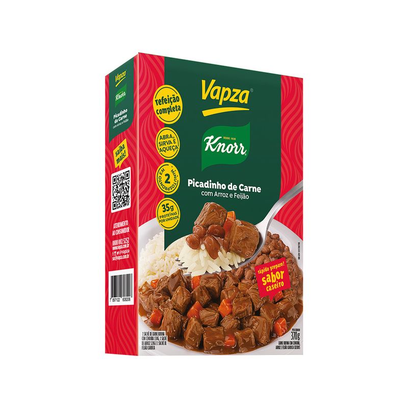 Picadinho de Carne Com Arroz e Feijao Vapza Caixa 370g