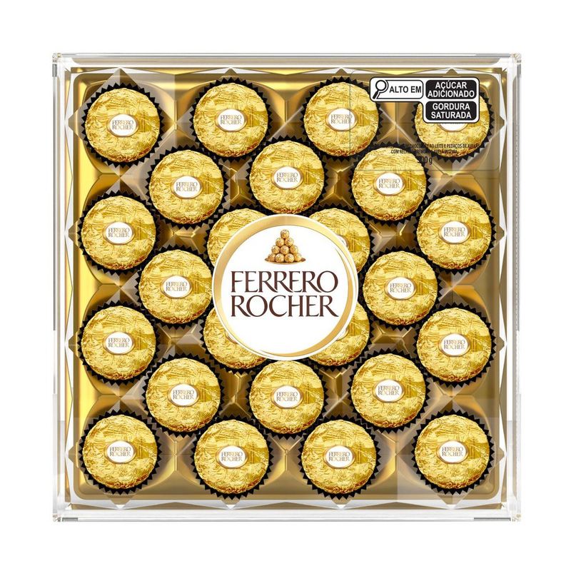 Bombom com Cobertura de Chocolate ao Leite Ferrero Rocher Bandeja 300g