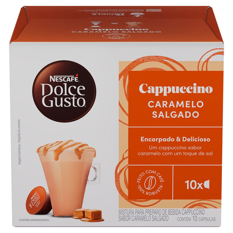 Cappuccino em Cápsula Caramelo Salgado Nescafé Dolce Gusto Caixa 175g 10 Unidades
