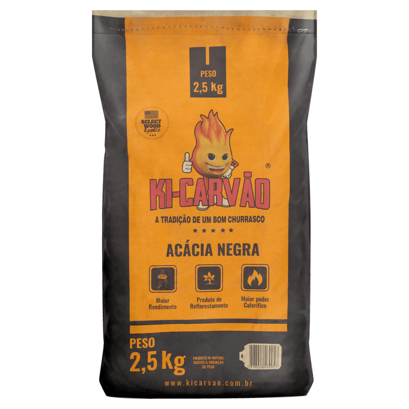 Carvão Ki-Carvão  Acácia Negra Pacote 2,5kg