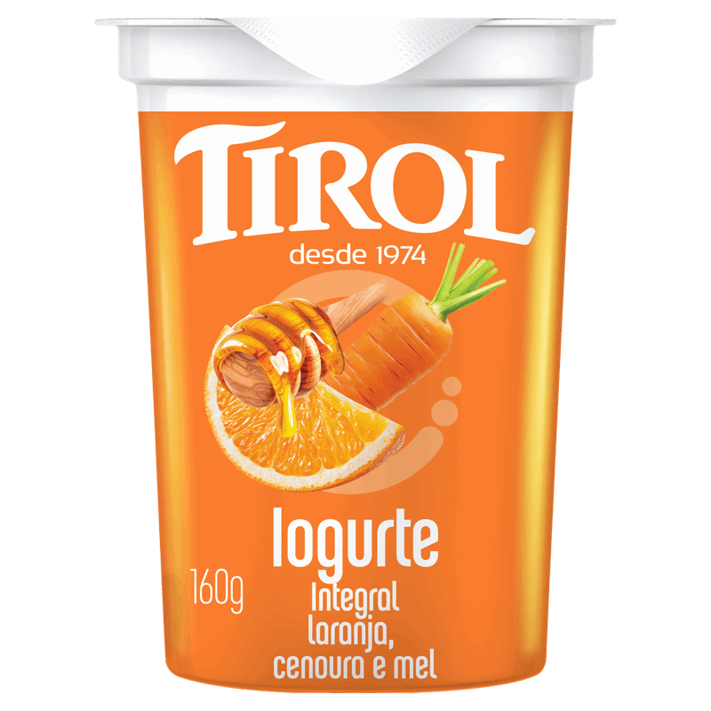 Iogurte Integral Laranja, Cenoura e Mel Tirol Copo 160g