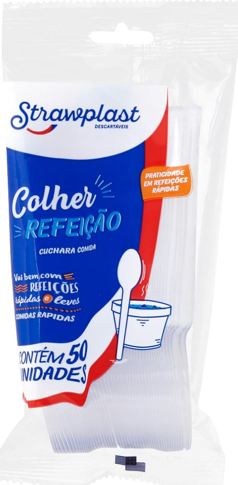 Colher Descartavel Transparente Leve Strawplast Pacote com 50un