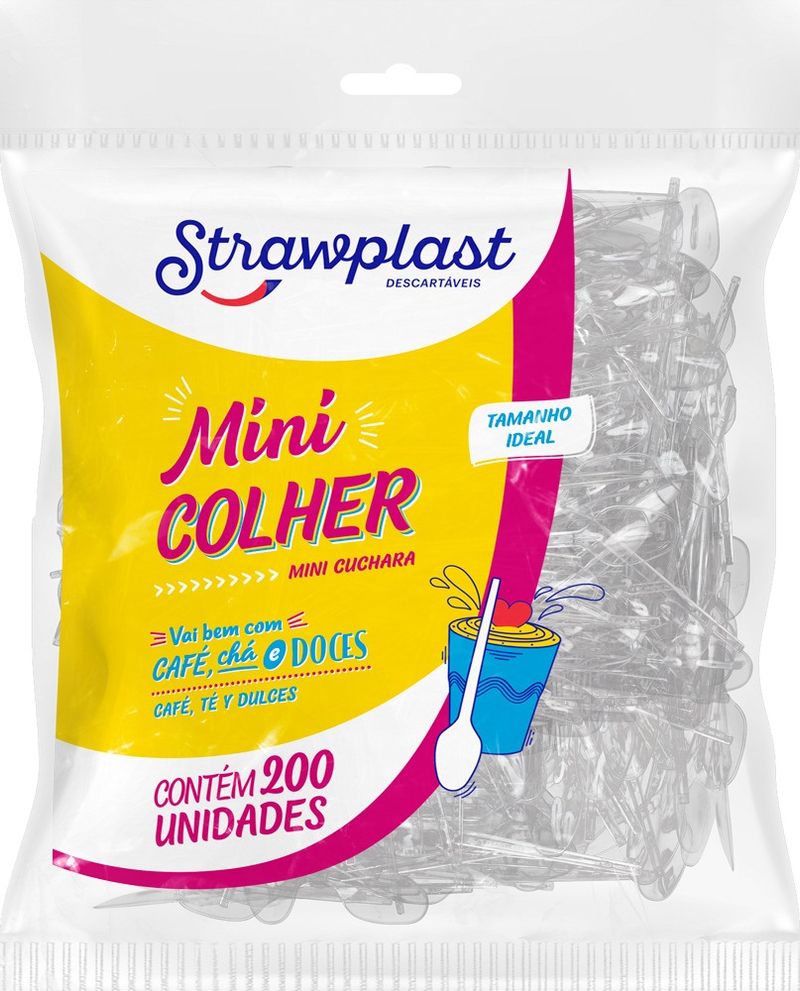 Colher Descartável Transparente Strawplast Pacote com 200un