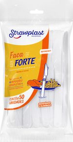Faca Descartável Branco Strawplast Pacote com 50un