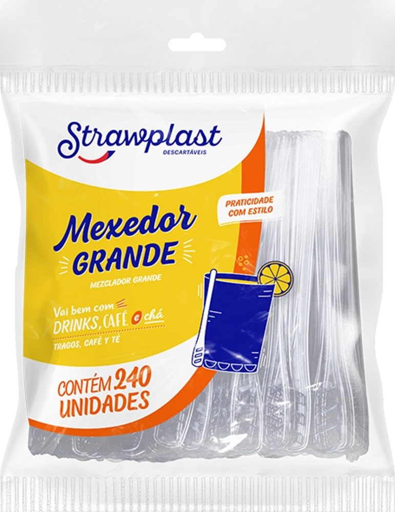Mexedor Grande Strawplast Pacote 240un