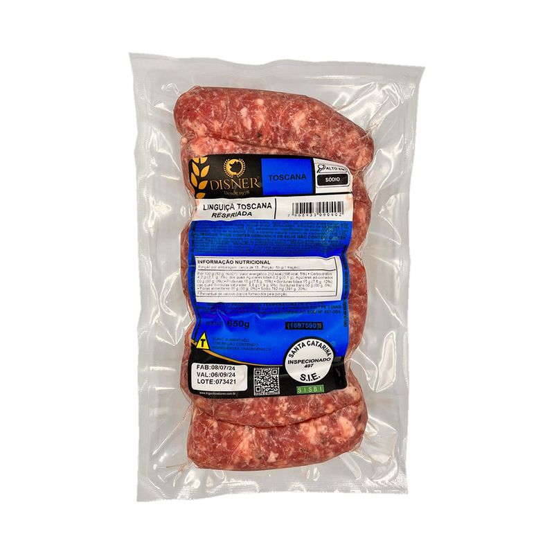 Linguica Toscana Disner Pacote 650g