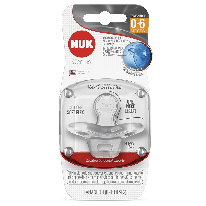 Chupeta Nuk Silicone Cor Neutra Tamanho 1 0-6 Meses Cartela 1 Unidade