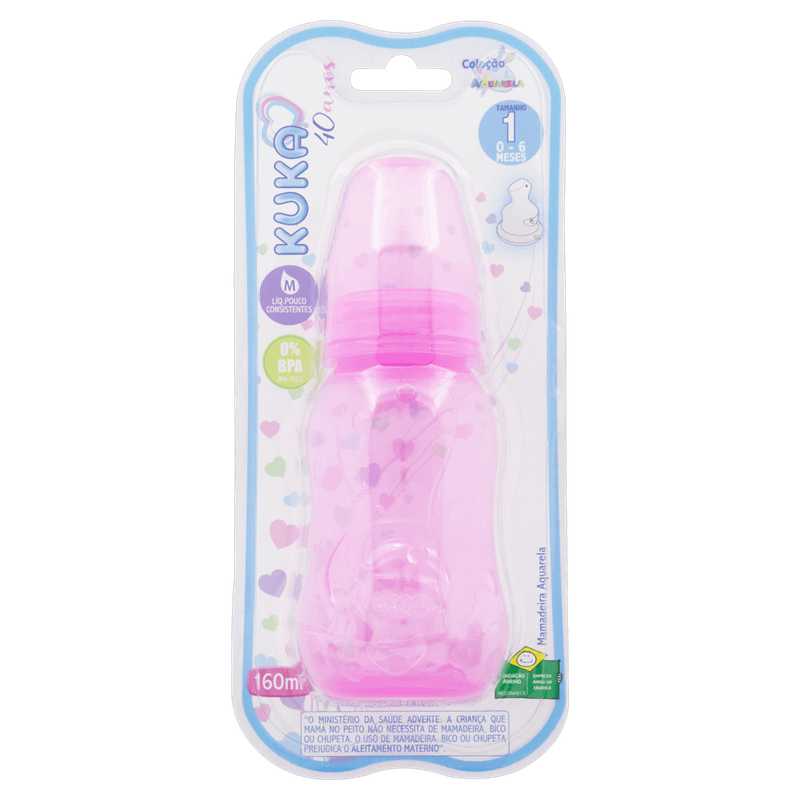 Mamadeira Rosa Aquarela 160ml Kuka nº 1