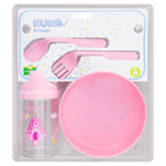 Kit Refeição Infantil Rosa Kuka 4 Unidades