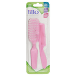 Conjunto Escova e Pente Rosa Lillo