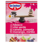 Chá Verde, Hibisco, Canela, Pimenta, Morango e Mirtilo Dr  Oetker Caixa 22,5g 15 Unidades