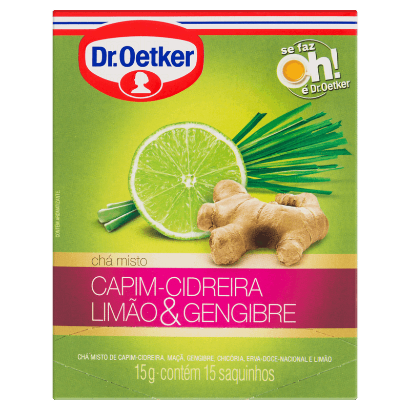 Chá Capim-Cidreira, Limão & Gengibre Dr  Oetker Caixa 15g 15 Unidades