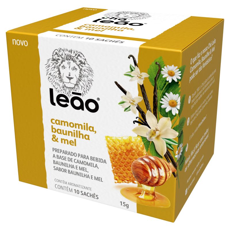 Chá Camomila, Baunilha & Mel Leão Caixa 15g 10 Unidades