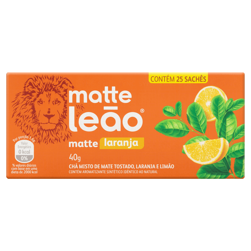 Chá Mate Laranja Matte Leão Caixa 40g 25 Unidades