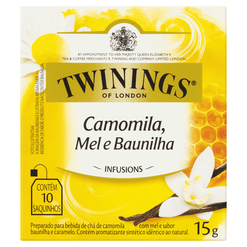 Chá Camomila, Mel e Baunilha Twinings Infusions Caixa 15g 10 Unidades