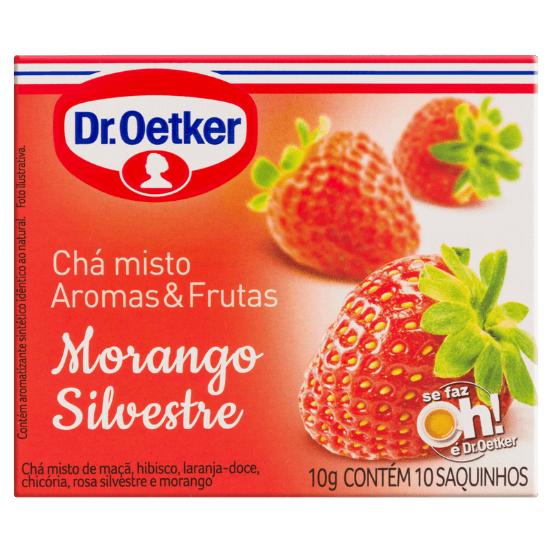 Chá Morango Silvestre Dr  Oetker Aromas & Frutas Caixa 10g 10 Unidades