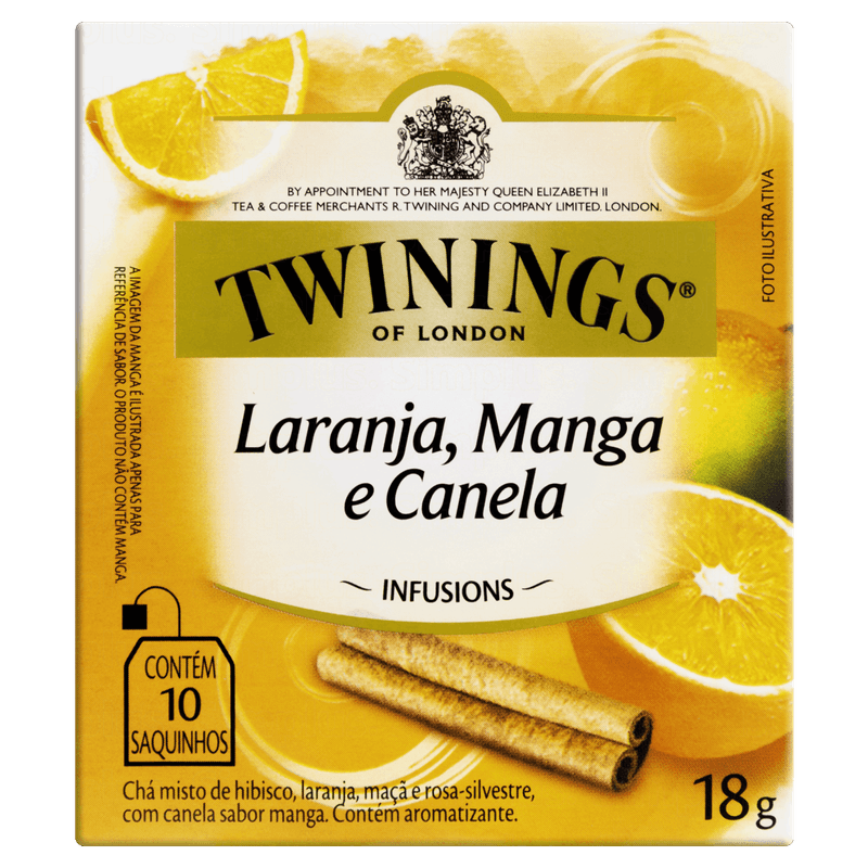 Chá Laranja, Manga e Canela Twinings Infusions Caixa 18g 10 Unidades