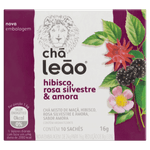 Chá Hibisco, Rosa Silvestre & Amora Chá Leão Caixa 16g 10 Unidades