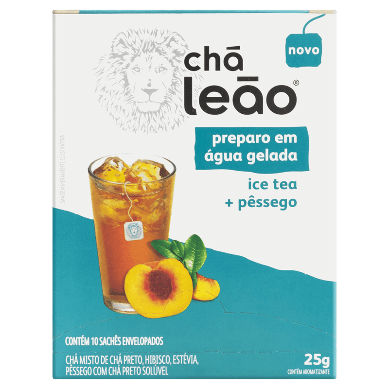 Chá Ice Tea Pêssego Chá Leão Caixa 25g 10 Unidades