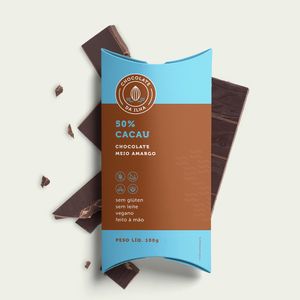 Chocolate Meio Amargo 50% Cacau sem Glúten sem Leite Vegano Chocolate Da Ilha Barra 100g