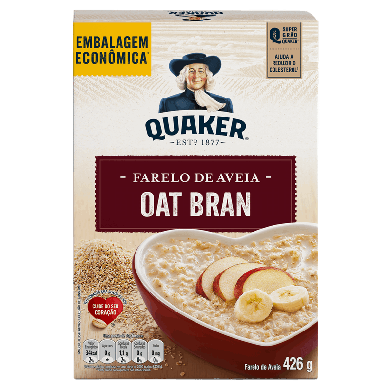 Farelo de Aveia Quaker Oat Bran Caixa 426g Embalagem Econômica