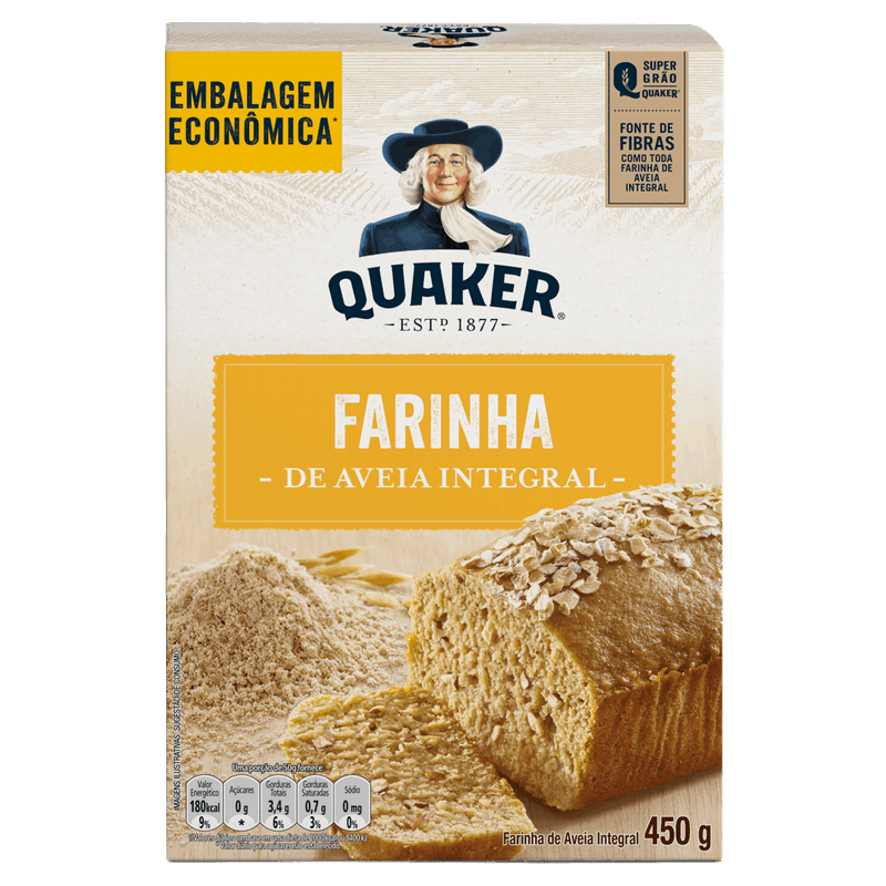 Farinha de Aveia Quaker Caixa 450g Embalagem Econômica