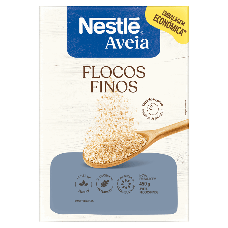 Aveia em Flocos Finos Nestlé Caixa 450g Embalagem Econômica
