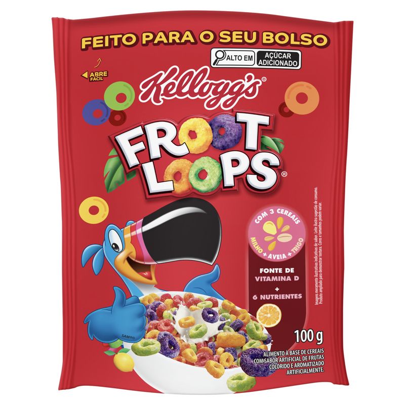 Cereal Matinal Frutas Kellogg's Froot Loops Sachê 100g