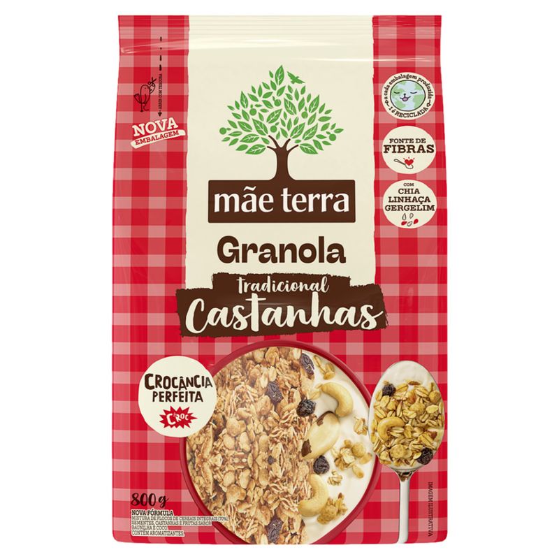 Granola Tradicional com Castanhas Brasileiras Mãe Terra Pacote 800g