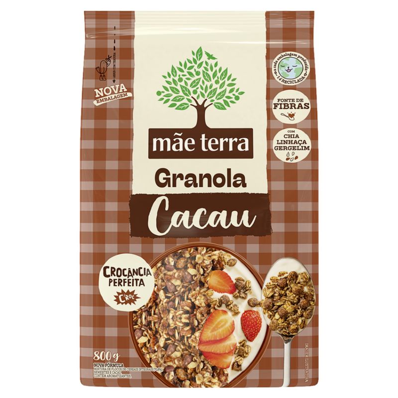 Granola Cacau Nibs Mãe Terra Pacote 800g