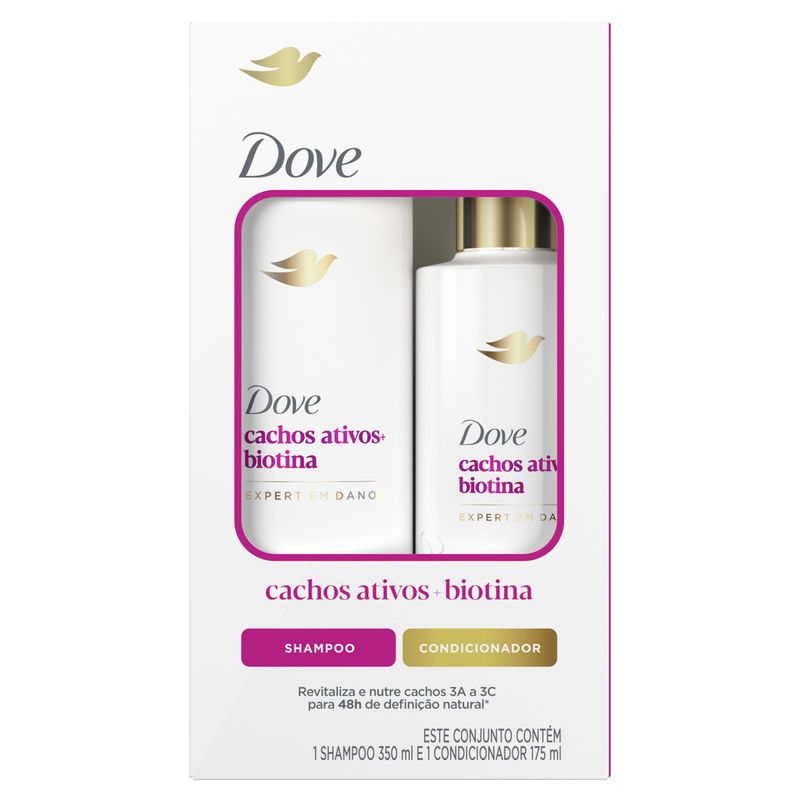 Kit Shampoo 350ml + Condicionador 175ml Dove Cachos Ativos + Biotina