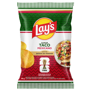 Batata Frita Lisa Taco Mexicano FIFA Lay's Pacote 62g