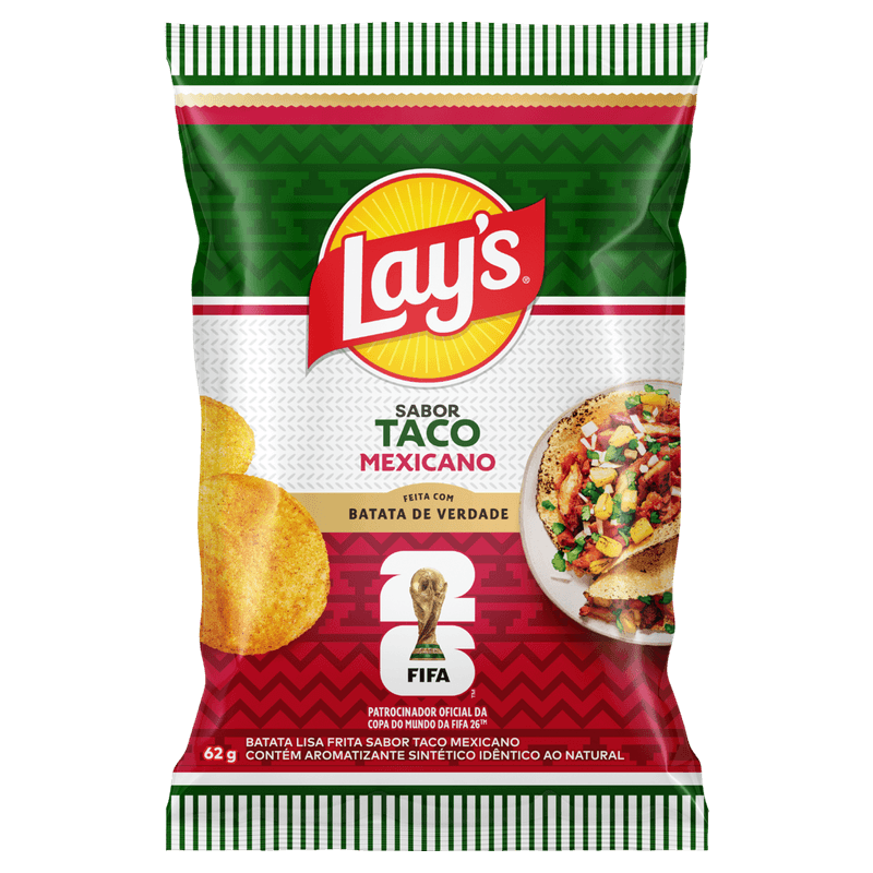 Batata Frita Lisa Taco Mexicano FIFA Lay's Pacote 62g