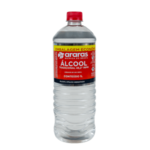 Álcool Tradicional  Araras 46º INPM Frasco 1L Embalagem Econômica
