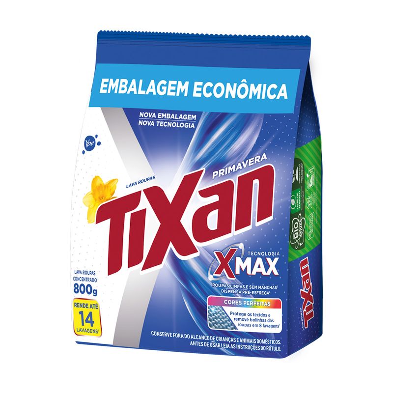 Lava Roupas Pó Tixan Primavera Embalagem Econônica Pacote 800g
