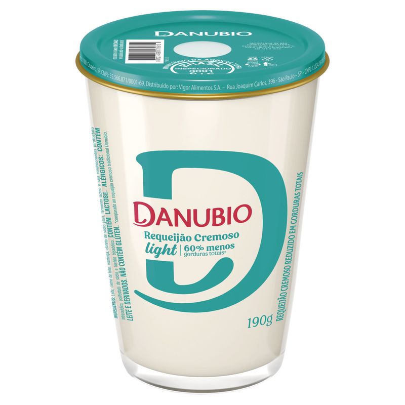 Requeijão Cremoso Light Danubio Copo 190g